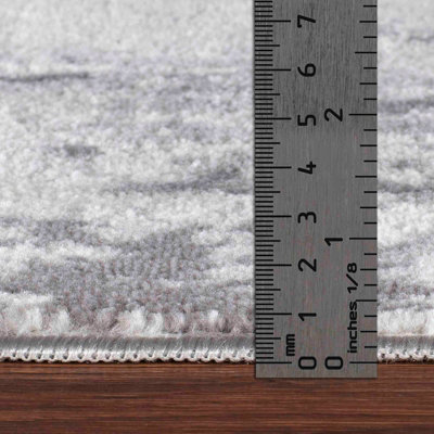 MILENA Abstract Modern Marble Grey/White Area Rug 160 x 215 cm