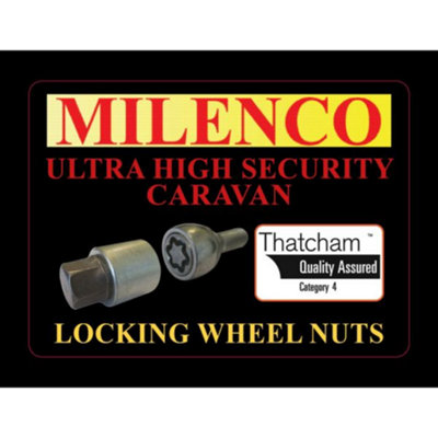 Milenco Caravan Locking Wheel Nuts Set of 4 with Key