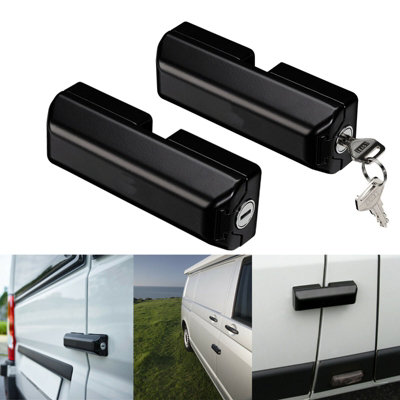 Milenco Van Locks Slide Barn Door High Security Black - Twin Pack
