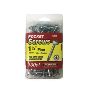 Milescraft 1-1/4" Pocket Screws - Fine (100 Pack)