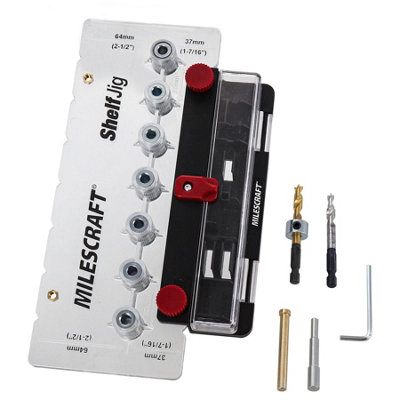 Milescraft 1343 Shelf Jig - Drilling Template For ¼ Inch & 5mm Shelf Pin Holes With 32mm Standard Spacing