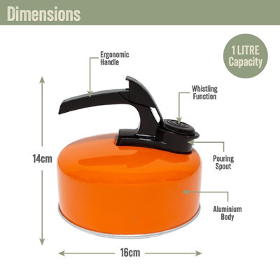 Bouilloire Camping Sifflante 2L - Aluminium Léger - Poignée Résistante Chaleur - Orange