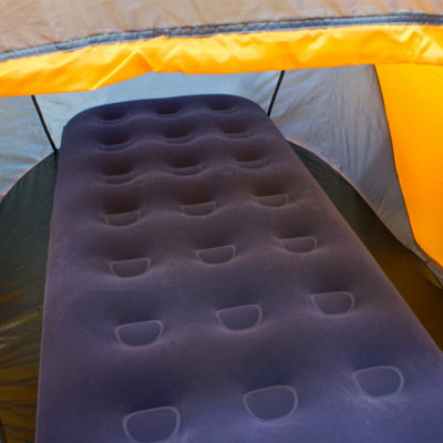 Milestone Camping 88000 Gevlokt luchtbed voor twee mensen, eenvoudig oppompen en leeglopen, geschikt voor buiten, perfect voor camping, festival, bezoek van vrienden en familiebijeenkomsten