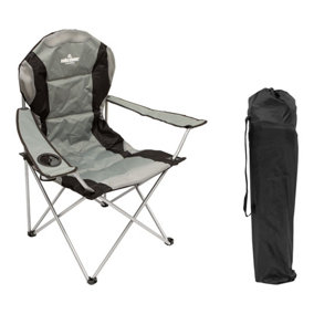 Milestone Camping Deluxe Outdoor Folding Chair - Grey