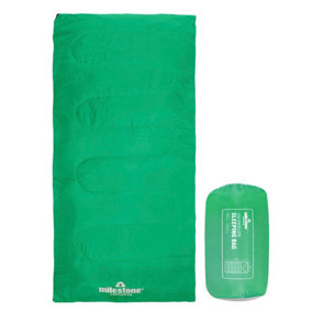 Milestone Camping Envelope Single Sleeping Bag - Green