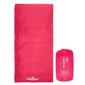Milestone Camping Envelope Single Sleeping Bag - Pink