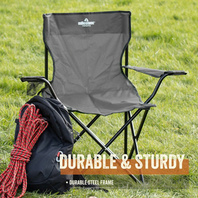 Milestone Camping Folding Camping Chair - Grey