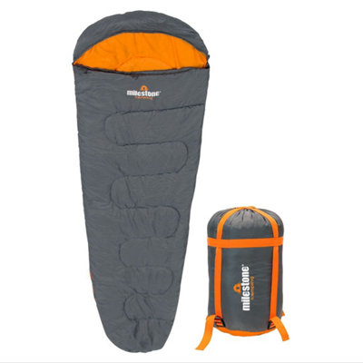 Milestone Camping Mummy Single Sleeping Bag - Grey