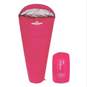 Milestone Camping Mummy Single Sleeping Bag - Pink