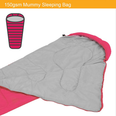 Milestone Camping Mummy Single Sleeping Bag - Pink