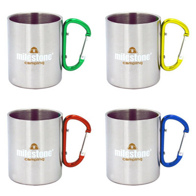 Milestone Camping Stainless Steel Carabiner Handle Mug