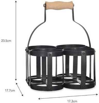 Simplywire - Retro 6 Unit Milk Bottle Holder – Wine Bottle Carrier – Black Flat Wire
