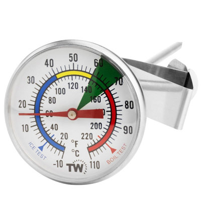 Milk Thermometer with 175 mm Stainless Steel Probe and Jug Clip