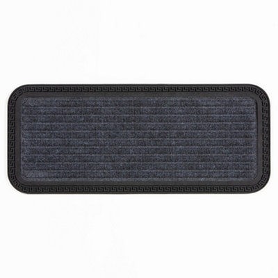 Millbrook Backed Polypropylene Mat 25x60cm Grey Stripe Embossed Mat