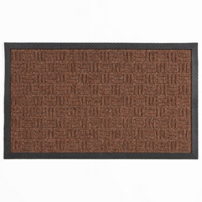 Millbrook Backed Polypropylene Mat 45x75cm Beige Cross Embossed Mat