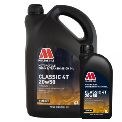 Millers Oils Classic 4T 20w-50 Mineral Motorcycle Engine Oil API SG, SF ...