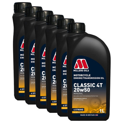 Millers Oils Classic 4T 20w-50 Mineral Motorcycle Engine Oil API SG, SF ...