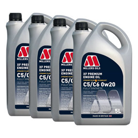 Millers Oils XF Premium 0w20 Fully Synthetic Engine Oil ACEA C5/C6 - 4x5L