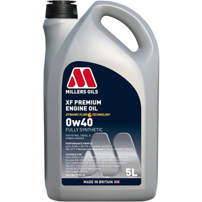 Millers XF Premium 0W-40 Fully Synthetic Engine Oil ACEA A3/B4 5L