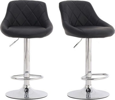 Illhouse Odern Bar Stools Set, Leatherette, Adjustable Swivel Gas