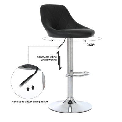 Illhouse Odern Bar Stools Set, Leatherette, Adjustable Swivel Gas