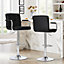 Millhouse Pair of Bar Stools Set with Arms, Backrest, Breakfast Bar, Kitchen and Home Barstools DM717 Black