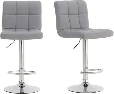 Millhouse Pair of Cuban Bar Stools with Backrest Adjustable Swivel Gas Lift Breakfast Bar Kitchen Home