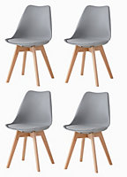 Millhouse Set of 4 Dining Chair Solid Wood Legs with Cushioned Pad for Lounge Office Dining Kitchen Grey M801302