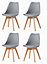 Millhouse Set of 4 Dining Chair Solid Wood Legs with Cushioned Pad for Lounge Office Dining Kitchen Grey M801302