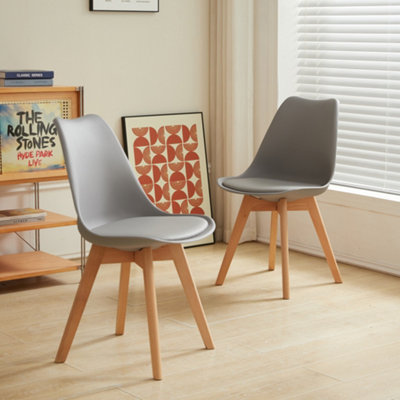 Millhouse Set of 4 Dining Chair Solid Wood Legs with Cushioned Pad for Lounge Office Dining Kitchen Grey M801302