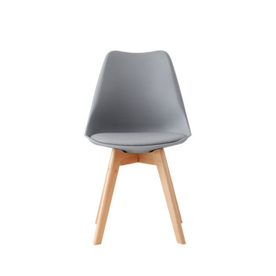 Millhouse Set of 4 Dining Chair Solid Wood Legs with Cushioned Pad for Lounge Office Dining Kitchen Grey M801302