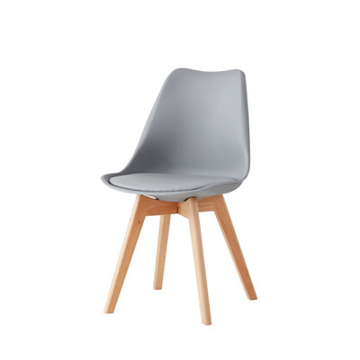 Millhouse Set of 4 Dining Chair Solid Wood Legs with Cushioned Pad for Lounge Office Dining Kitchen Grey M801302