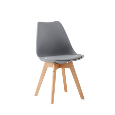 Millhouse Set of 4 Dining Chair Solid Wood Legs with Cushioned Pad for Lounge Office Dining Kitchen Grey M801302