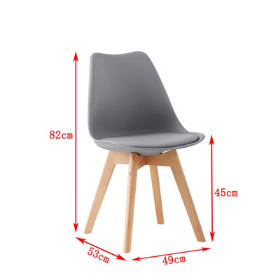 Millhouse Set of 4 Dining Chair Solid Wood Legs with Cushioned Pad for Lounge Office Dining Kitchen Grey M801302