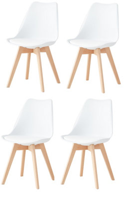 Millhouse Set of 4 Dining Chair Solid Wood Legs with Cushioned Pad for Lounge Office Dining Kitchen White M801302