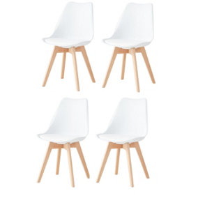 Millhouse Set of 4 Dining Chair Solid Wood Legs with Cushioned Pad for Lounge Office Dining Kitchen White M801302