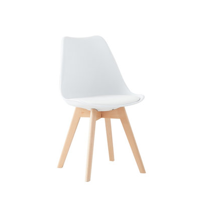 Millhouse Set of 4 Dining Chair Solid Wood Legs with Cushioned Pad for Lounge Office Dining Kitchen White M801302