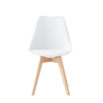 Millhouse Set of 4 Dining Chair Solid Wood Legs with Cushioned Pad for Lounge Office Dining Kitchen White M801302