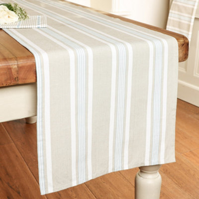 Millstone Blue Stripe Cotton Dining Table Decoration Table Runner Tablecloth