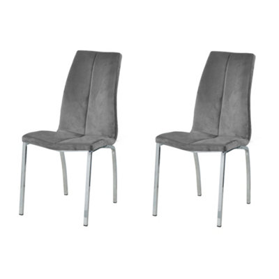 Milo Chair, Grey, Velvet, W43.5xD61xH93cm (Set of 2) | DIY at B&Q