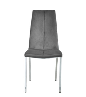 Milo Chair, Grey, Velvet, W43.5xD61xH93cm (Set of 2) | DIY at B&Q