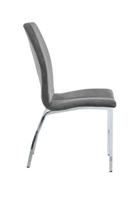 Milo Chair, Grey, Velvet, W43.5xD61xH93cm (Set of 2) | DIY at B&Q