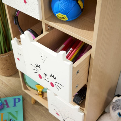 Milo Kids Cube Storage Bookcase with Animal Drawers