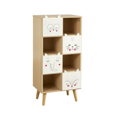 Milo Kids Cube Storage Bookcase with Animal Drawers