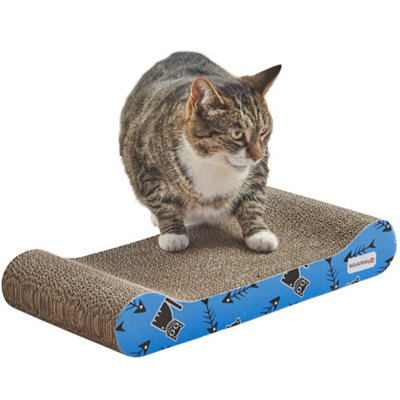 Milo & Misty Cat Scratching Boards, Cardboard Cat Scratcher Pack of 3 with Catnip, Cat Scratchers, Durable Cat Lounger, 48x22x7cm