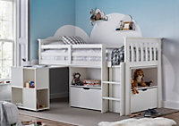 Milo White Sleep Station Desk Storage Kids Bed With Pocket Mattress