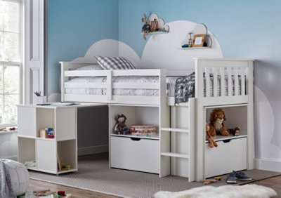 Milo White Sleep Station Desk Storage Kids Bed