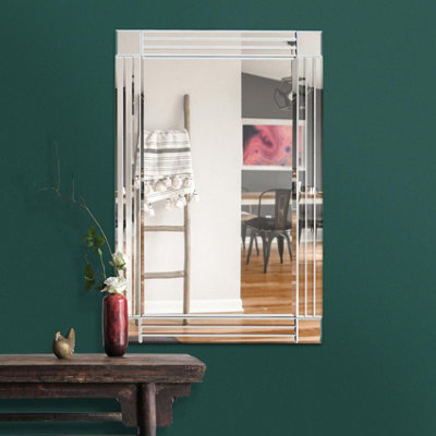 Milton All Glass Bevelled Square Corner Wall Mirror 100 x 70 CM