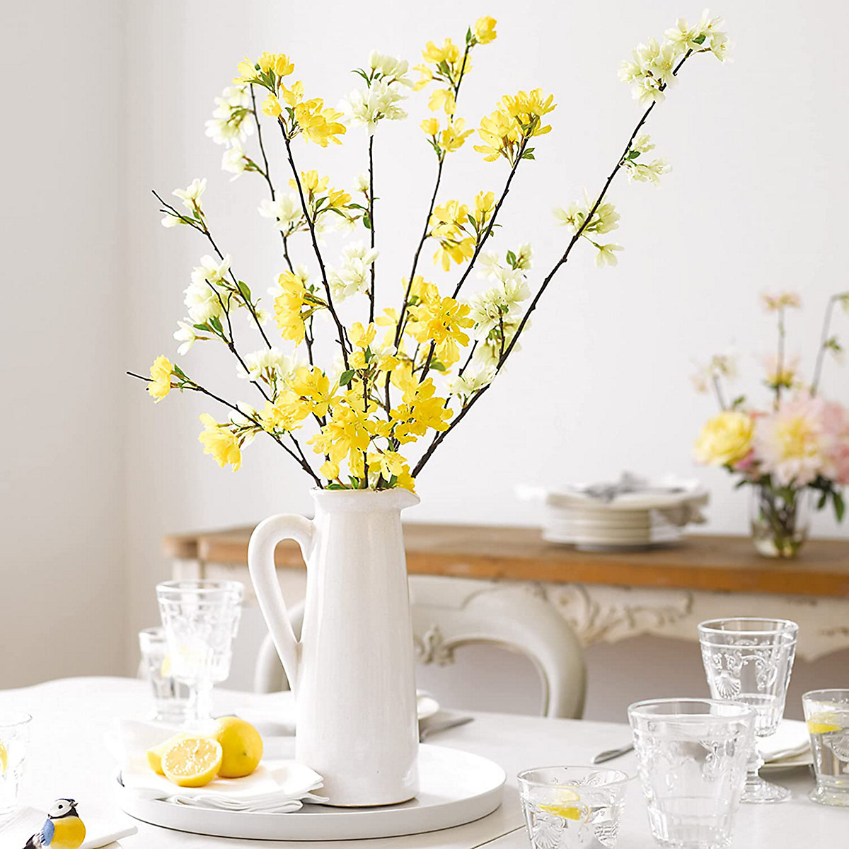 Milton Ceramic Jug - Tall Modern White Vase for Fresh or Milton Ceramic Jug - Tall Modern White Vase for Fresh or