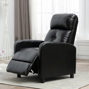 MILTON MODERN FAUX LEATHER PUSHBACK RECLINER ARMCHAIR SOFA COMPACT RECLINING CHAIR (BLACK)